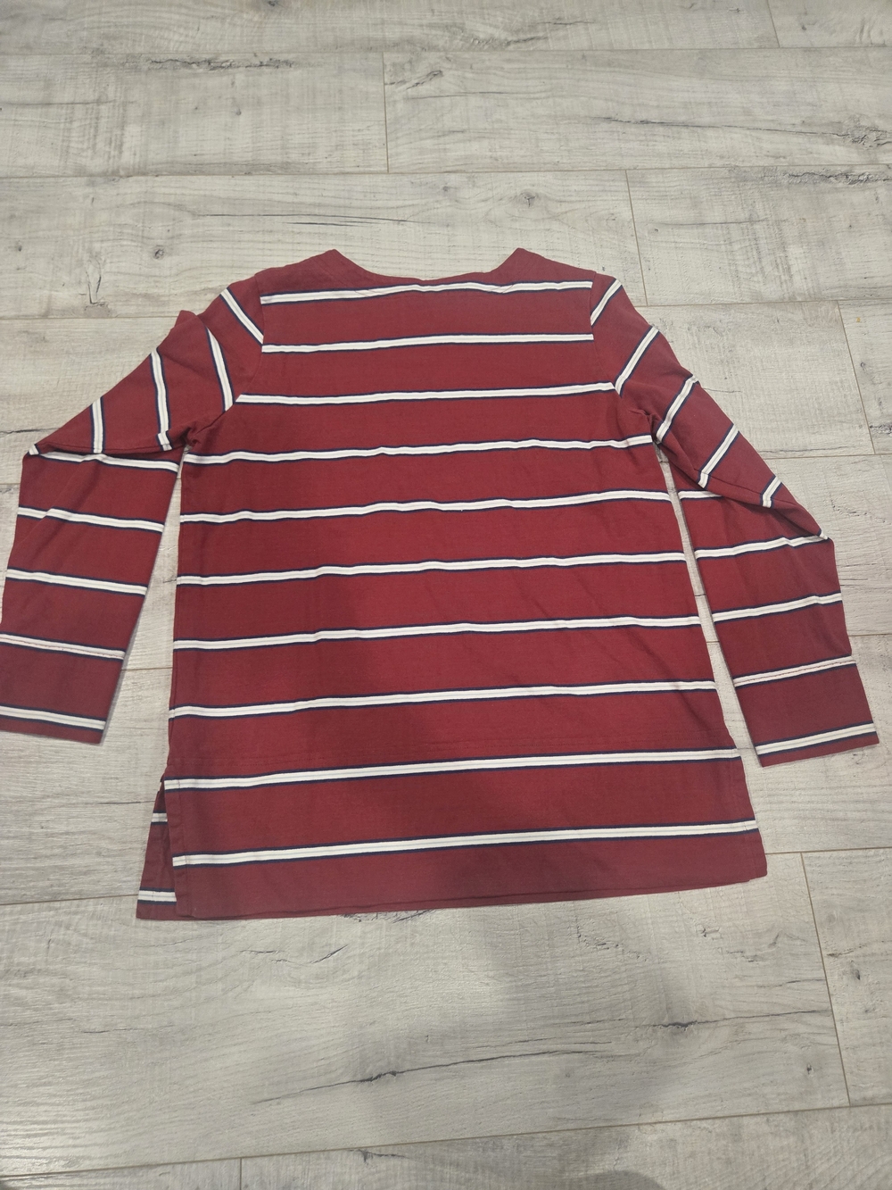 L.L. Bean Red Long-Sleeve Striped Tee with White & Navy Bands - Picture 6 of 6
